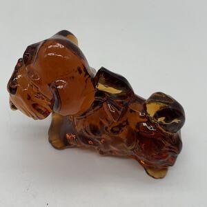 Vintage Imperial Art Glass Company Parlour Pup Dog 1983 Scotty Tongue Out Bow